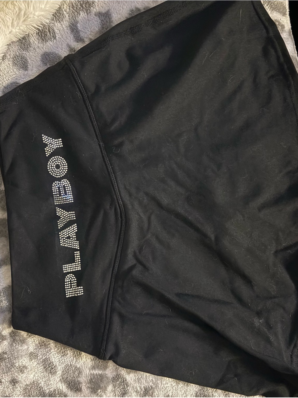 PLAYBOY Black Rhinestone Logo Mini Skirt